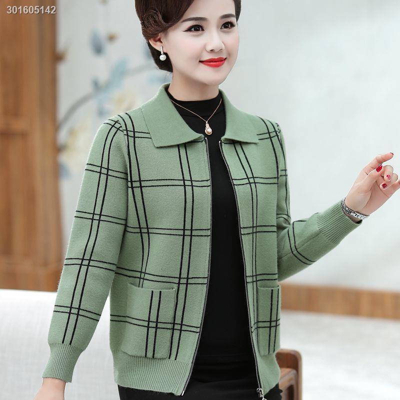 Áo Khoác Cardigan Mỏng Phối Khóa Kéo Thời Trang Xuân Thu Mới Cho Nữ Trung Niên 2021
