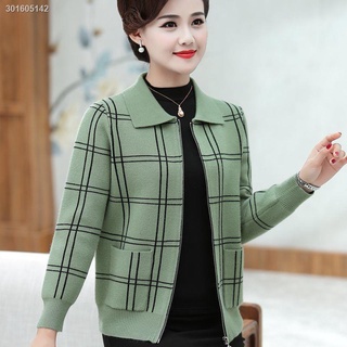Áo Khoác Cardigan Mỏng Phối Khóa Kéo Thời Trang Xuân Thu Mới Cho Nữ Trung Niên 2021