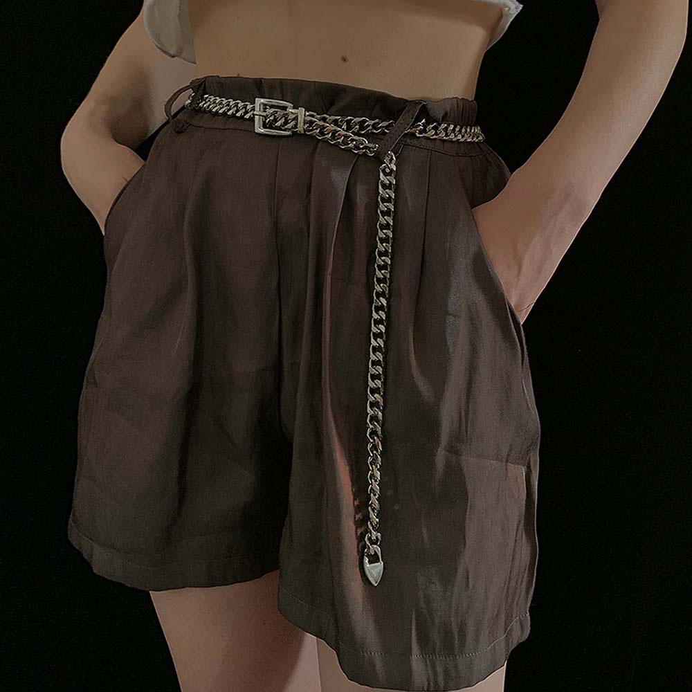 Thắt lưng dây xích dài bằng hợp kim mỏng đơn giản phong cách Âu Mỹ đường phố cá tính cho nữ