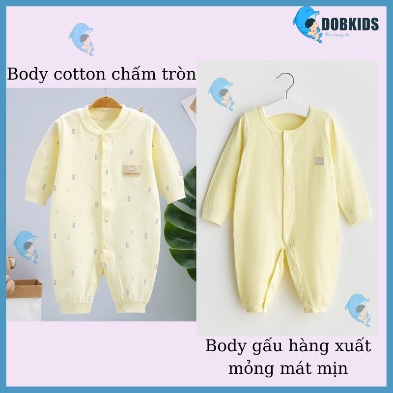 Quần áo trẻ em bộ body liền thân dài, bodysuit DOBKIDS cho bé trai và bé gái mùa hè thu đông, 100% cotton xuất Hàn