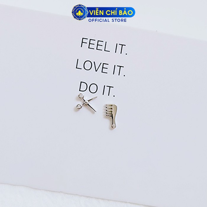 Bông tai bạc nữ Comb Kéo và lược chất liệu bạc 925 thời trang phụ kiện trang sức nữ Viễn Chí Bảo B400329