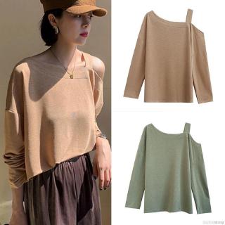 Áo thun trơn tay dài dáng rộng che khuyết điểm đơn giản thời trang