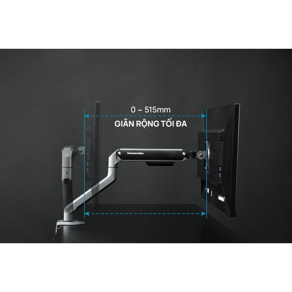 Giá treo / ARM màn hình Human Motion T6 Pro / T6 Pro Dual  - Tay treo linh hoạt, cứng cáp, chuẩn Vesa