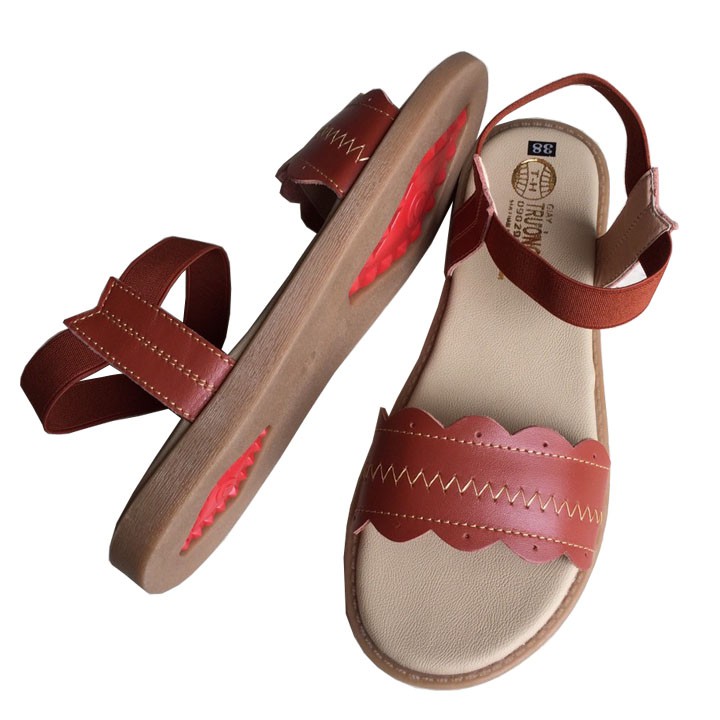 Sandal nữ Trường Hải đế bệt da bò thật mềm mại không bong tróc SDN0141 [HÌNH ẢNH THẬT  ]