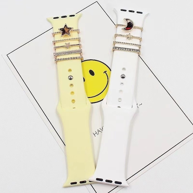 Dây silicone Trang Trí Đồng Hồ Đeo Tay Đính Đá Cho Samsung Galaxy watch 4 3 45MM 41MM Series 7