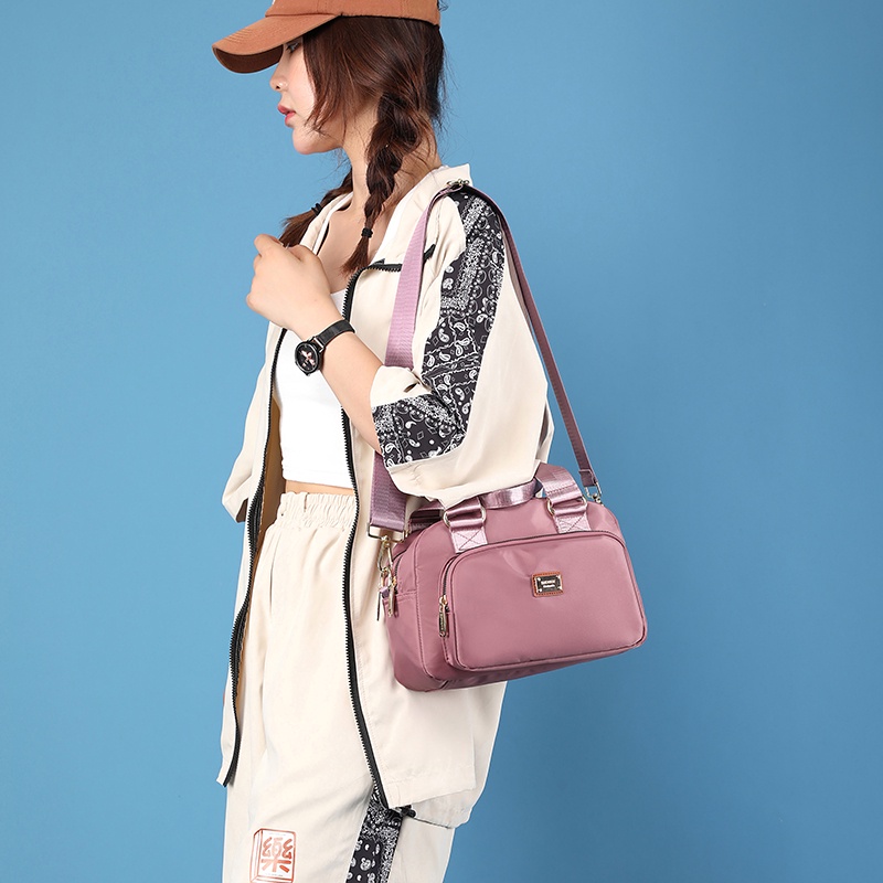 Túi Xách Đeo Vai Vải Canvas Chống Thấm Nước Đa Năng Thời Trang Cho Nữ