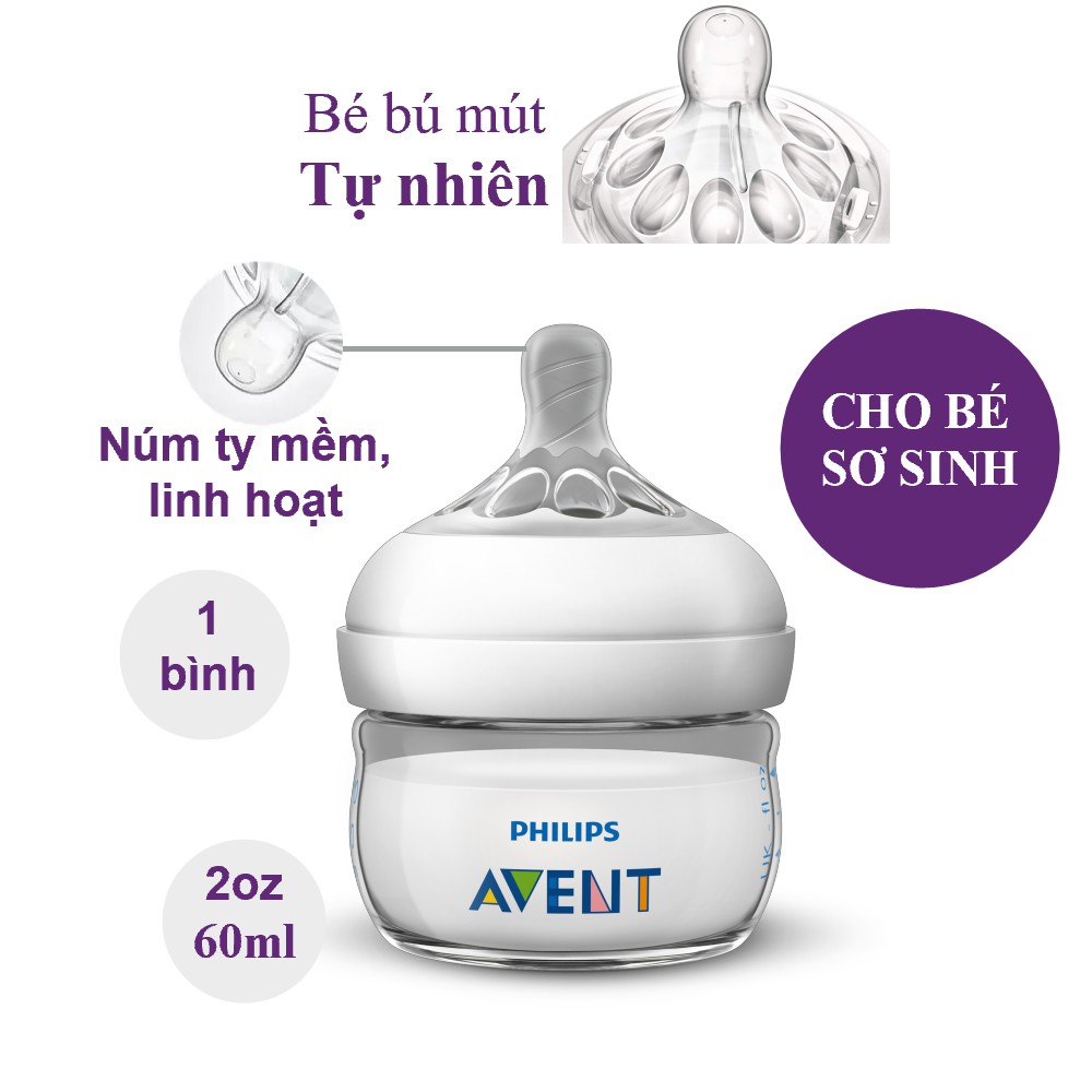 Bình sữa mô phỏng tự nhiên Philips Avent SCF039/17  cho bé từ 0 tháng tuổi