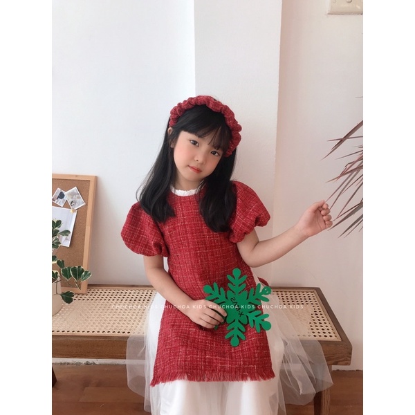 Áo dài bé gái cách tân, tay bồng cách điệu kèm bờm cho bé từ 1-5tr