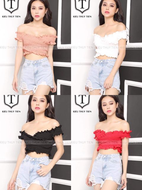 Áo voan đắp chéo bẹt vai