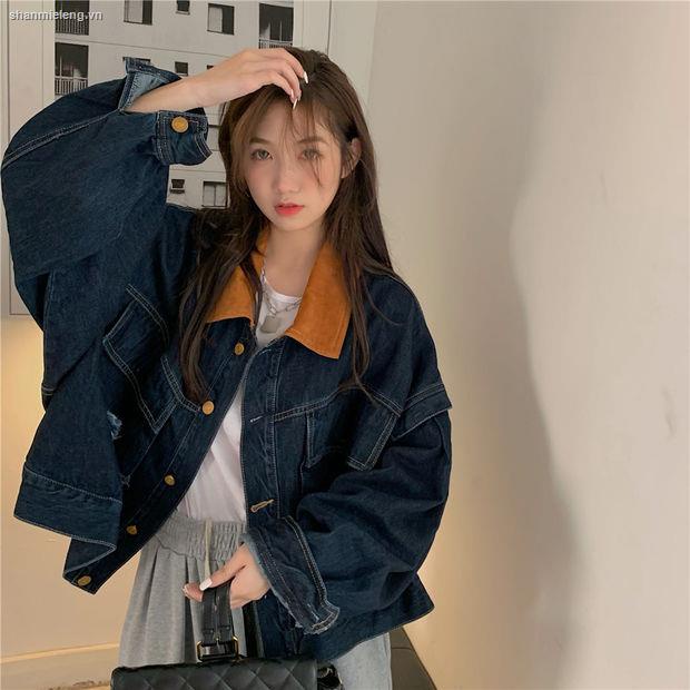 Áo khoác denim dáng rộng phong cách Hàn Quốc thời trang mùa thu mới 2021 cho nữ