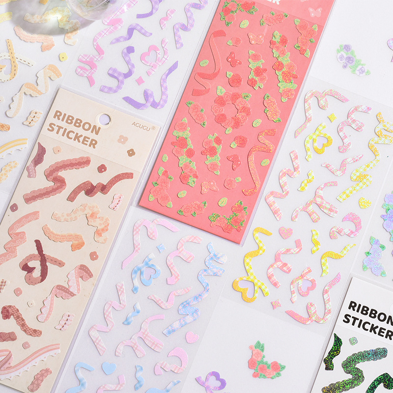 Giấy dán trang trí nhật ký kiểu ruy băng đơn giản