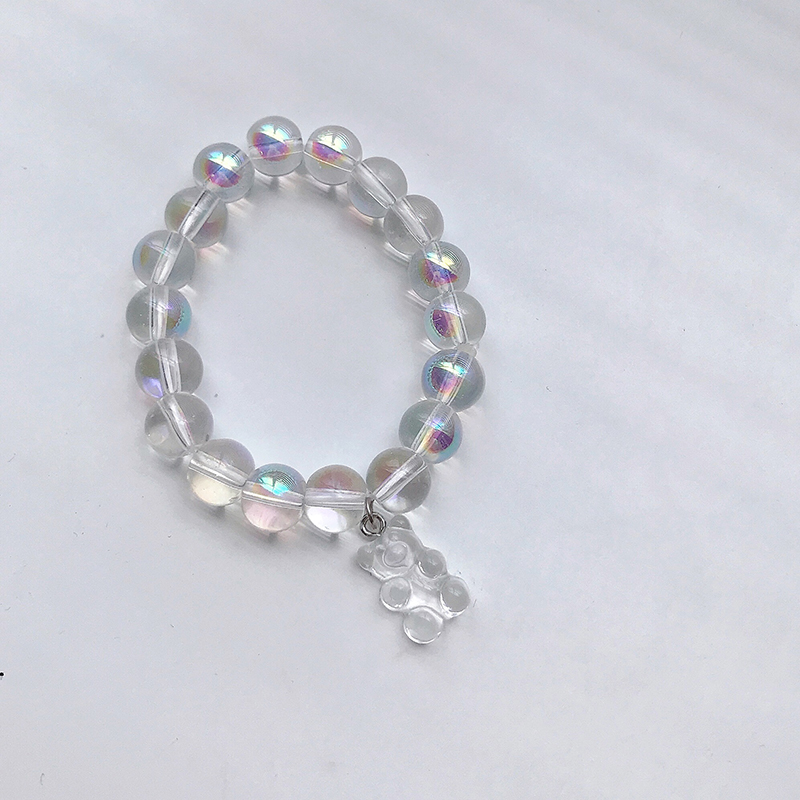 Vòng tay chuỗi hạt pha lê mặt hình gấu phong cách Hàn Quốc cho cặp đôi 22645