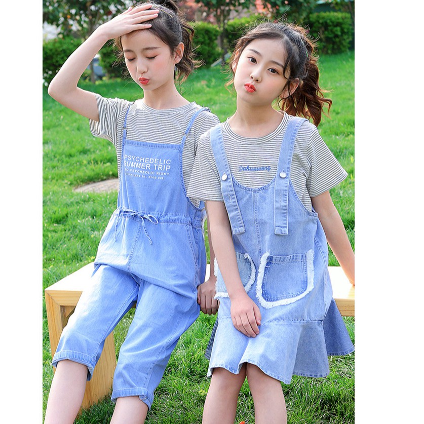 Sét áo váy yếm bò bé gái lớn size 22-50kg  BV04