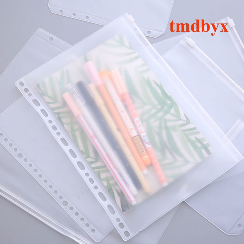 Tmdbyx Túi Đựng Tài Liệu notebook Bằng PVC Họa Tiết Lá Rời Có Khóa Kéo