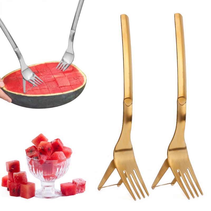 Nĩa Ăn Trái Cây 2 Trong 1 Đa Năng Bằng Thép Không Gỉ