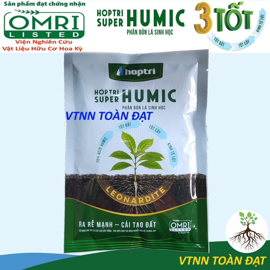 Super Humic gói 250g, Phân Hữu Cơ Sinh Học Humic axit giúp ra rễ mạnh, cải tạo đất tốt