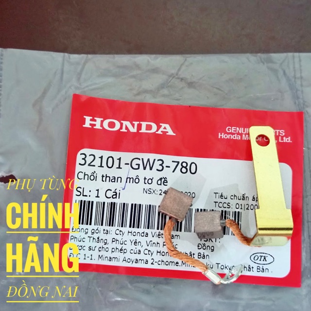 BỘ THAN ĐỀ / CHỔI THAN DÙNG CHO HẦU HẾT CÁC LOẠI XE SỐ 110cc / XE GA HONDA ZIN CHÍNH HÃNG HONDA