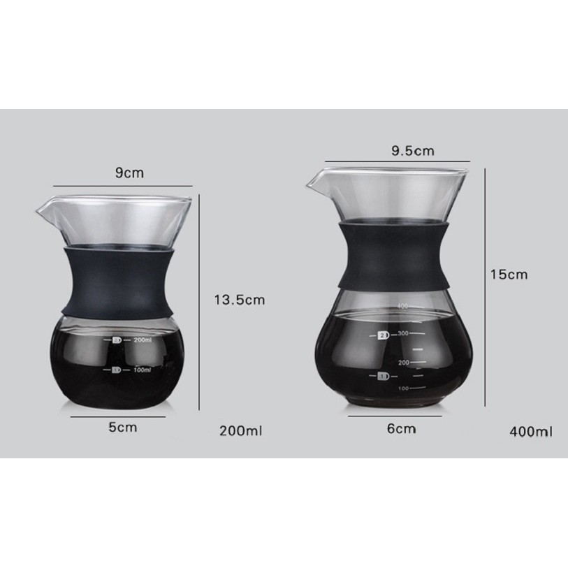 Bình thủy tinh kèm phễu pha cà phê cao cấp 200ml
