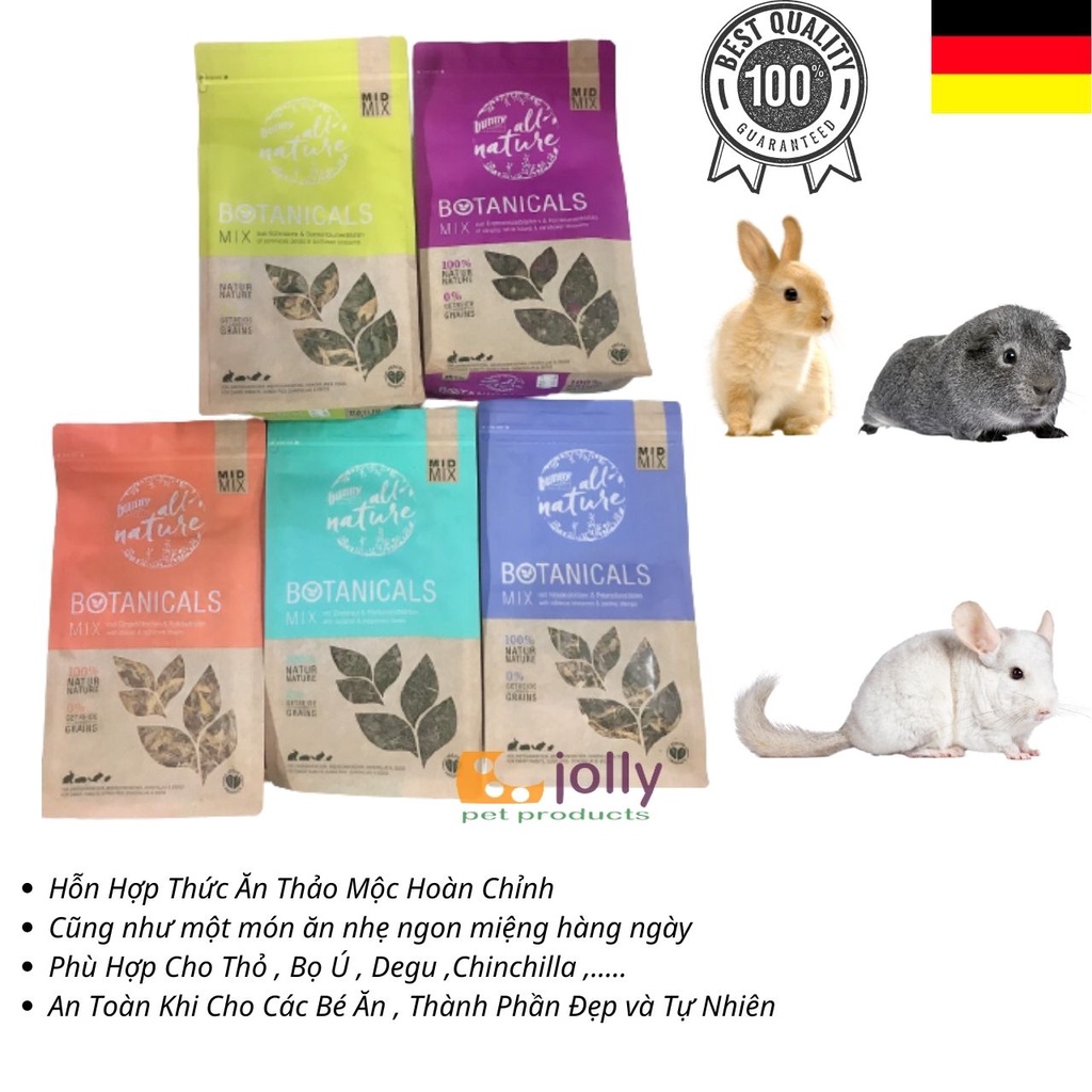 Thức Ăn Thảo Mộc Dành Cho Hamster , Thỏ ,Bọ Ú , Sóc Bắc Mỹ ,Chinchilla .. Botanical Bunny Nature Mix của Đức ( 5 Loại )