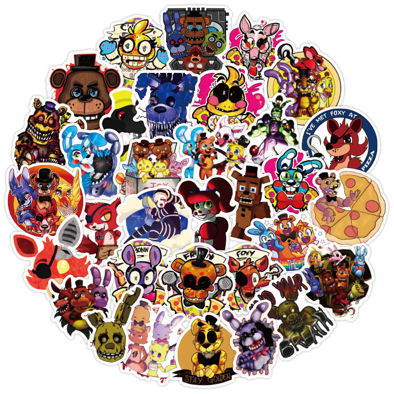 50 cái / bộ Năm Đêm Tại Freddy Hình Dán FNAF Hình Dán Chống Thấm Nước Anime FNAF Máy Tính Xách Tay Máy Tính Xe Đạp Xe Thư Văn Phòng Phẩm Sticker