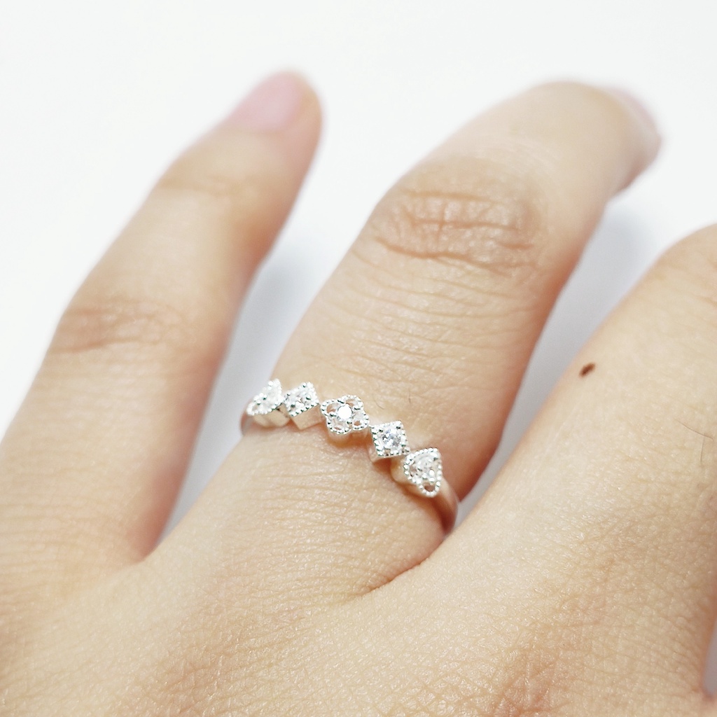 Nhẫn bạc Nhẫn thiết kế mặt Tứ quý chi tiết tinh tế