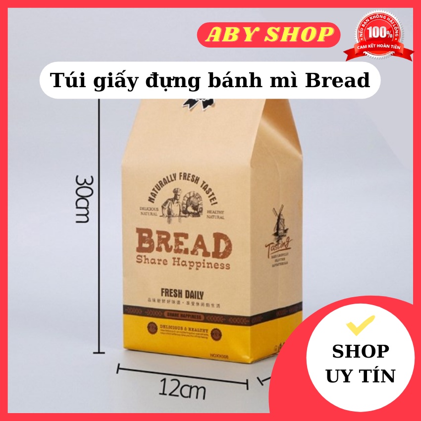 Túi giấy đựng bánh mì Bread 28x12 ⚡ CAO CẤP ⚡10 túi giấy chuyên dụng đựng bánh ngọt,bánh mì, bánh bông lan