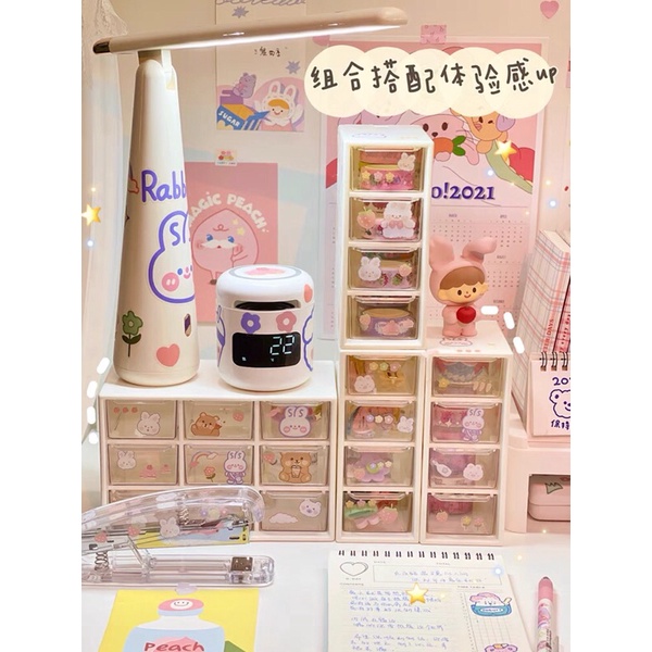 Tủ Mini Có Ngăn Kéo 4 Tầng Để Bàn Kèm Sticker.