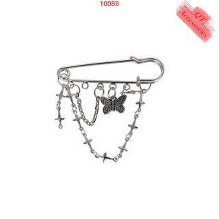 Cài áo kim băng họa tiết con bướm thánh giá hiphop unisex
