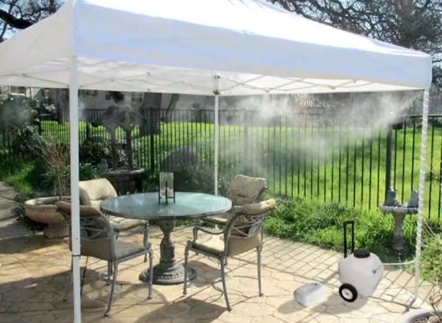 bộ máy phun sương làm mát quán cafe sân vườn bh 12 tháng