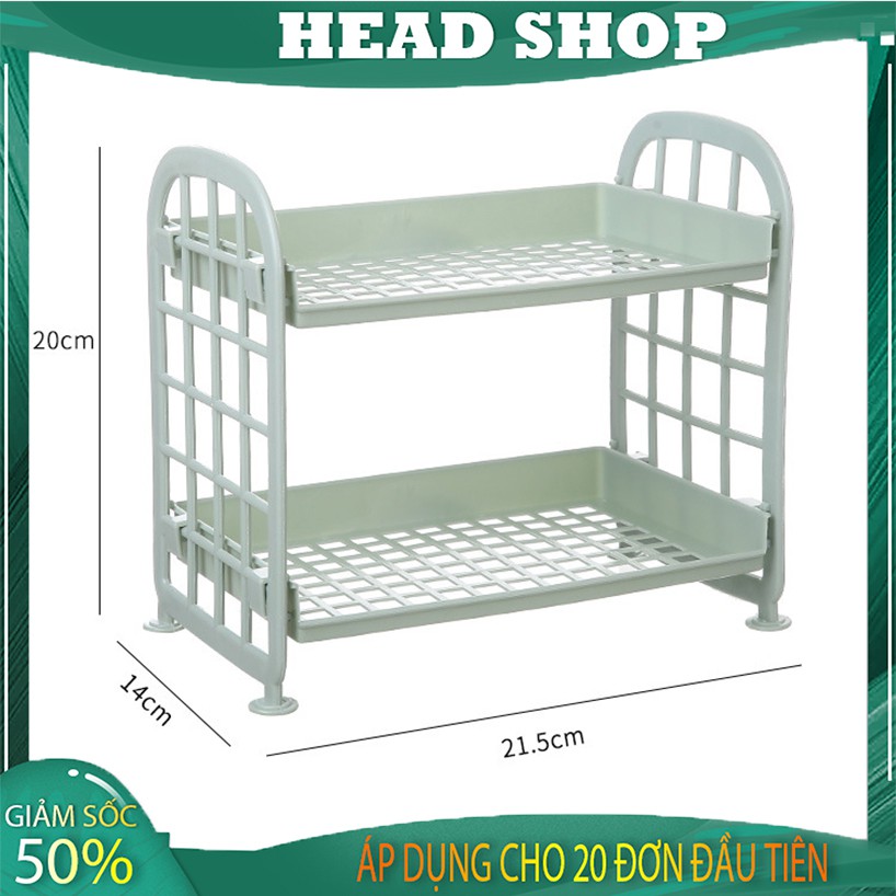 Kệ nhựa để đồ E050 mini 2 tầng để đồ dùng học tập trang trí bàn học phong cách Hàn Quốc HEADSHOP