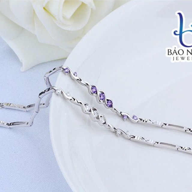 Lắc Tay Bạc Ý S925 Thiết Kế Lượn Sóng Đính Đá Thời Trang BNLT-05 Bảo Ngọc Jewelry