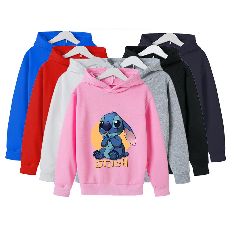 Áo Hoodie Tay Dài In Họa Tiết Hoạt Hình Lilo Stitch Dễ Thương Cho Bé
