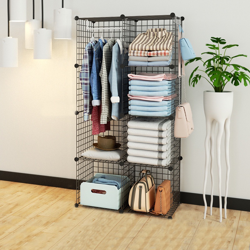 Tủ Ghép Lưới Đa Năng, Lưới Sắt Lắp Ghép Làm Gía Để Sách Tủ Quần Áo Decor Phòng Tặng Kèm Chốt