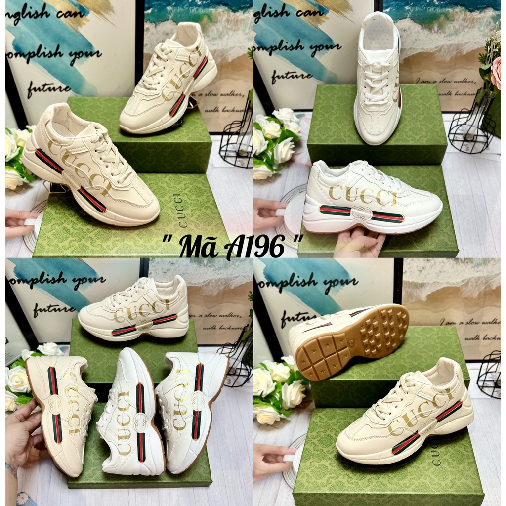 Giày Thể Thao Đế Độn GUC CI Nữ 💥SẴN MÀU TRẮNG💥Giày Tăng Chiều Cao 5P  A196