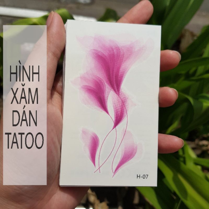 Hình xăm hoa màu loang h07. Xăm dán tatoo mini tạm thời, size &lt;10x6cm
