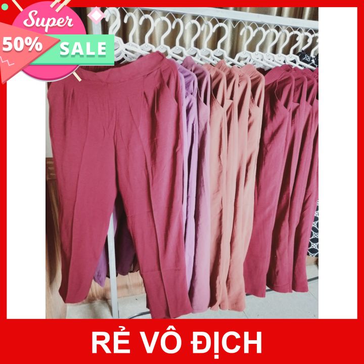Quần ống suông rộng vải đũi mát lịm dáng dài 100cm lưng cao chun sau thoải mái.quần ống rộng