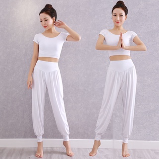 ✢▤✥Bộ đồ tập yoga múa bụng eo Modal mùa xuân và hè nữ cộng với size quần harem thể dục thao sexy mảnh mai