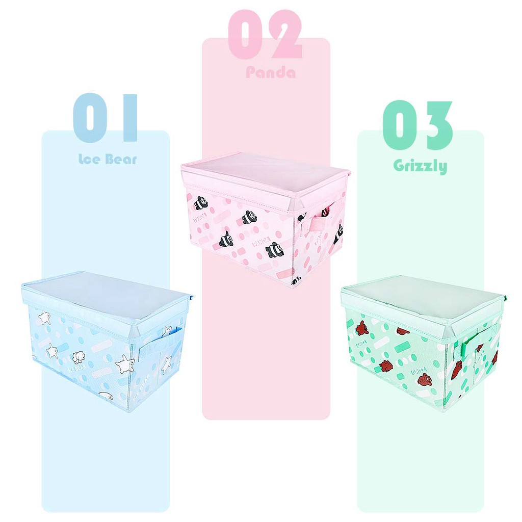 Hộp túi vải giỏ đựng đồ có thể xếp gọn anh em gấu Bare Bear Chúng tôi đơn giản là gấu