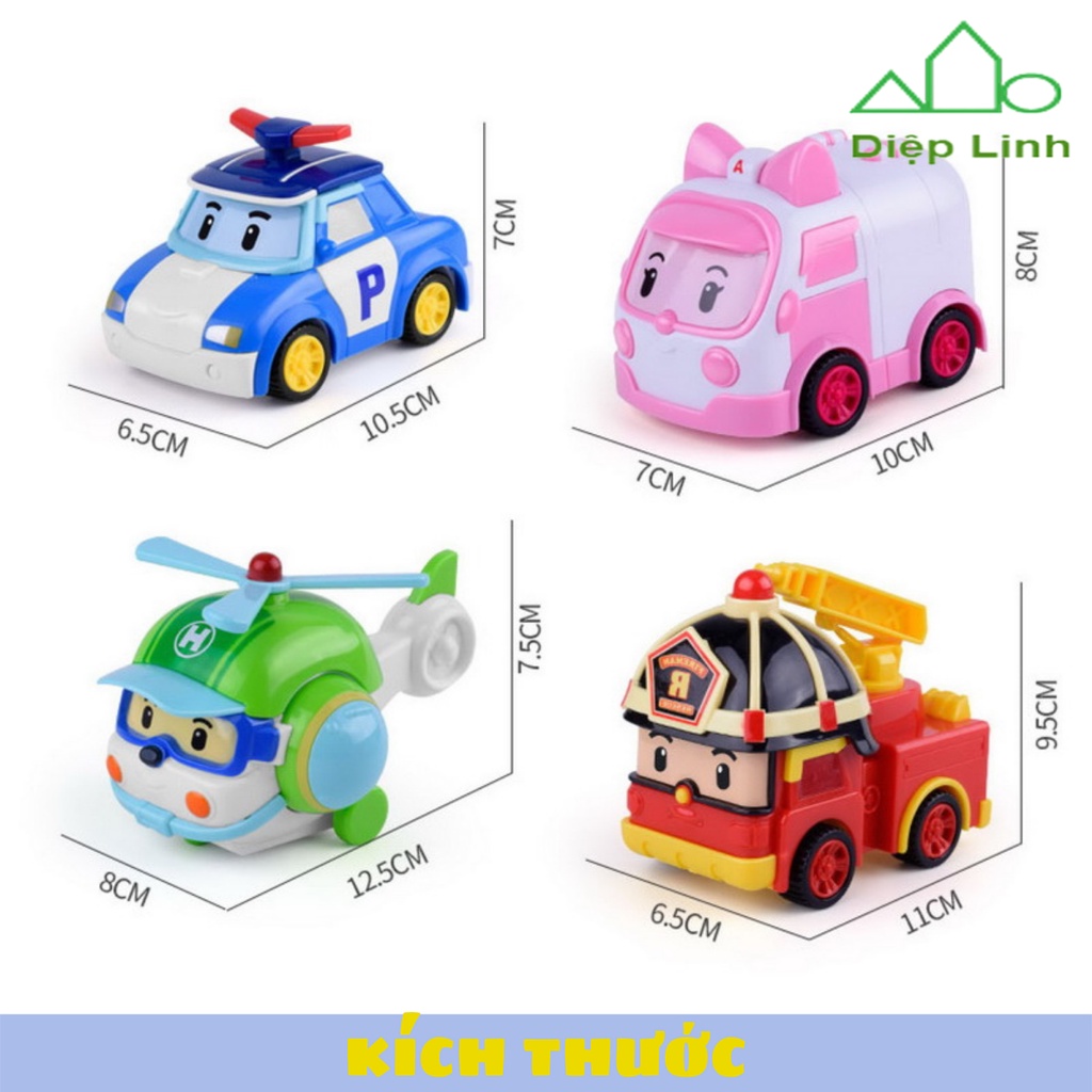 Bộ 4 Biệt Đội Xe Robocar Poli - Ô Tô Mô Hình Đồ Chơi Cảnh Sát, Cứu Hộ Cho Bé