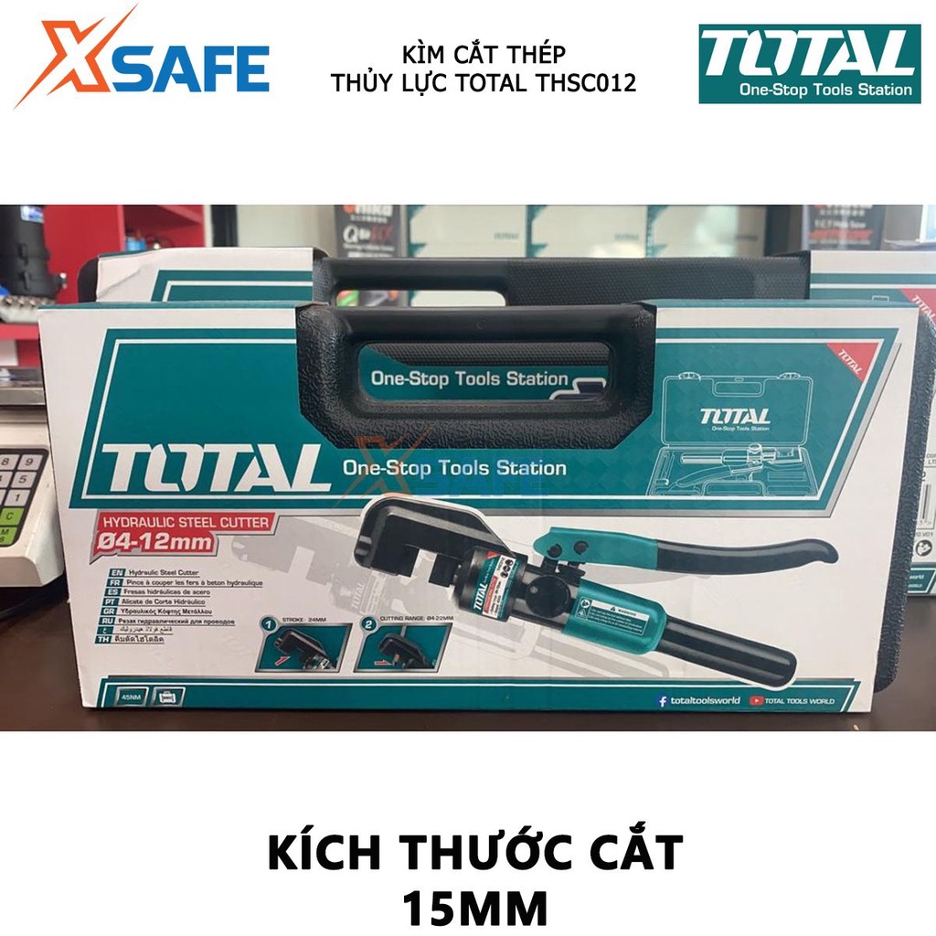 Kìm cắt thép thủy lực TOTAL THSC012 Kềm cắt thủy lực lực cắt 45KN, kích thước cắt 15mm, kềm dài 315mm - XSAFE