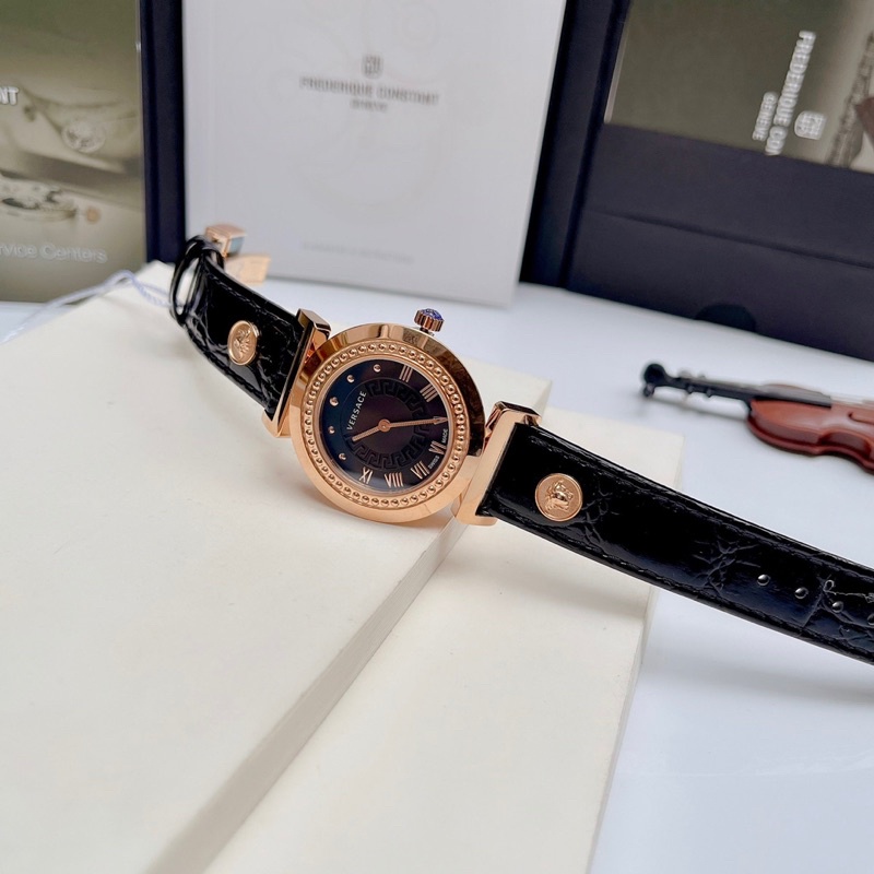 #P5Q80D009S009 đồng hồ nữ versace vanity black leather 35mmm
