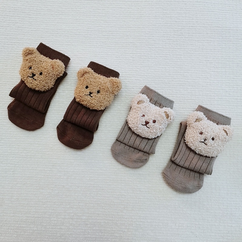 Vớ Dài Trung Bình Thêu Hình Gấu Dễ Thương Phong Cách Hàn Quốc Cho Bé Trai Và Gái
