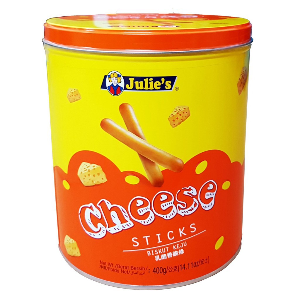 [MUA 1 TẶNG 1] Bánh quy phô mai que Julie's Cheese Stick hộp thiếc 400g