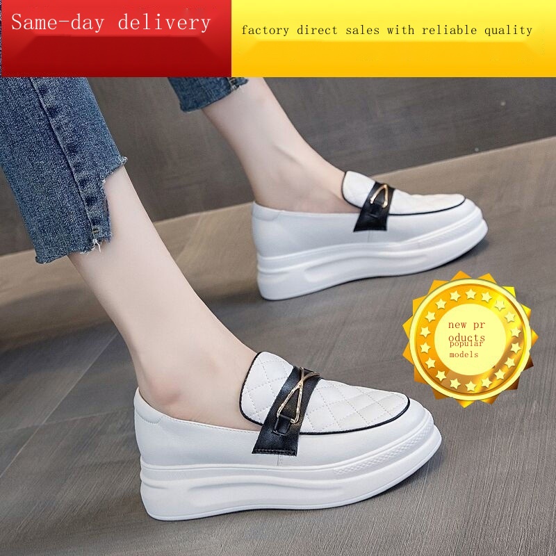 Giày Lười Màu Trắng Thiết Kế Mới Thời Trang Mùa Xuân 2021 Dành Cho Nữ