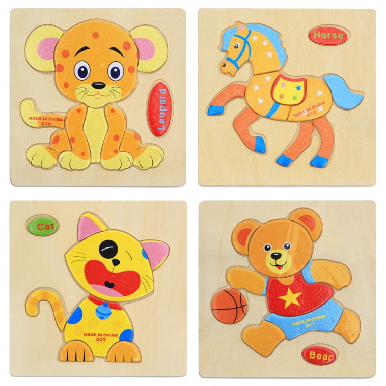 Bộ Đồ Chơi Lắp Ráp 3D Bằng Gỗ Hình Động Vật Hoạt Hình Cho Bé 1-3 - 6 Tuổi