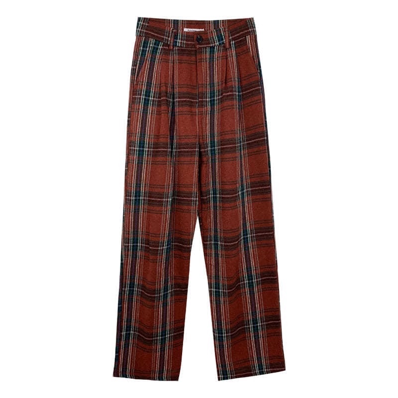 Quần Dài Ống Rộng Họa Tiết Caro Thời Trang Nữ