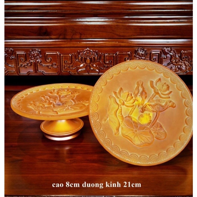 Bộ thờ cúng thủy tinh lưu ly vàng phối đồng cao cấp