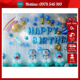 SET bóng, phụ kiện trang trí sinh nhật cho bé hình doremon- H34
