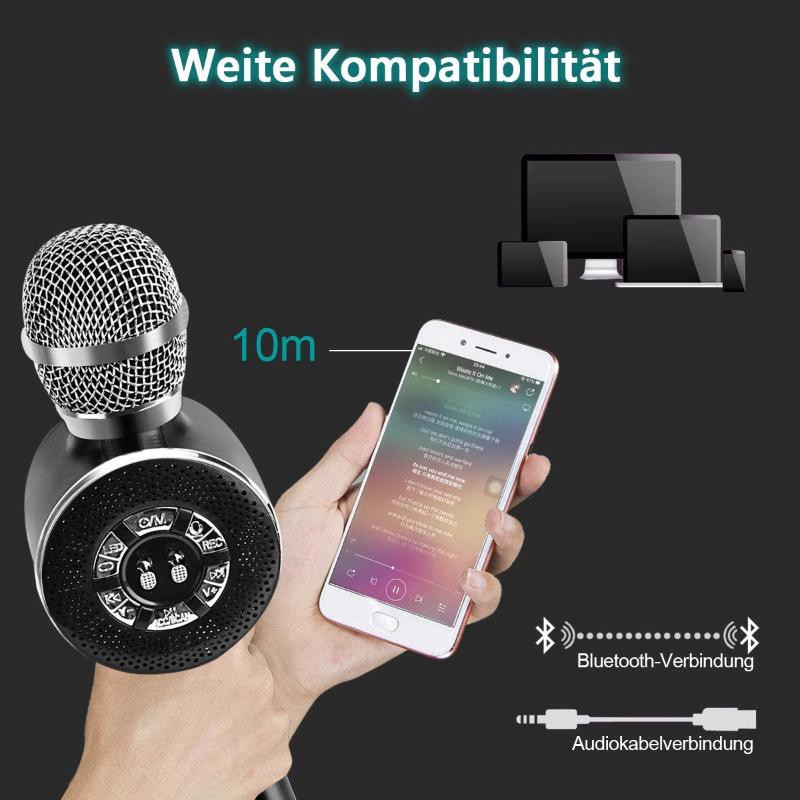 Micro Hát Karaoke Không Dây Kết Nối Bluetooth Có Đèn Và Loa Dùng Làm Quà Tặng Cho Trẻ Em / Người Lớn