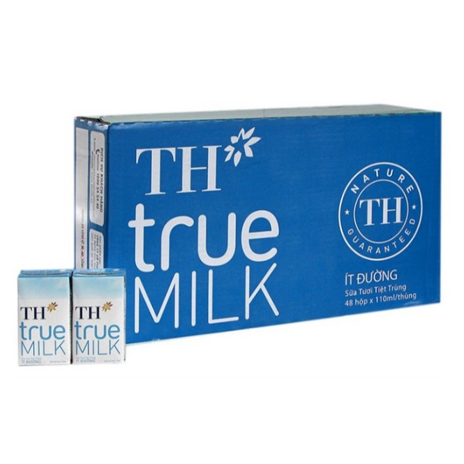 Thùng 48 Hộp 110ml Sữa Tươi TH True Milk Ít Đường